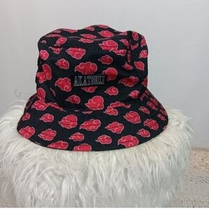 Naruto Shippuden Akatsuki Black & Red Cloud Print Bucket Hat